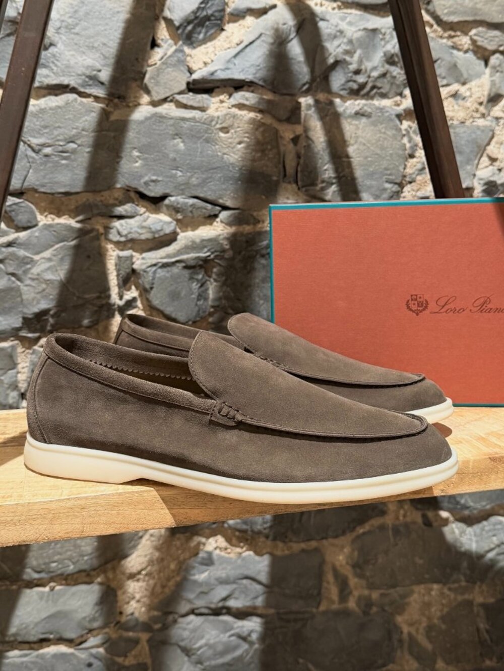 Loro Piana Khaki Suede Summer Walk Loafers